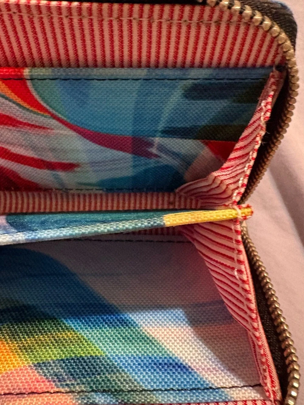 Herschel Supply Company Multicolor Canvas Zip Wallet - Blue, Yellow, Red